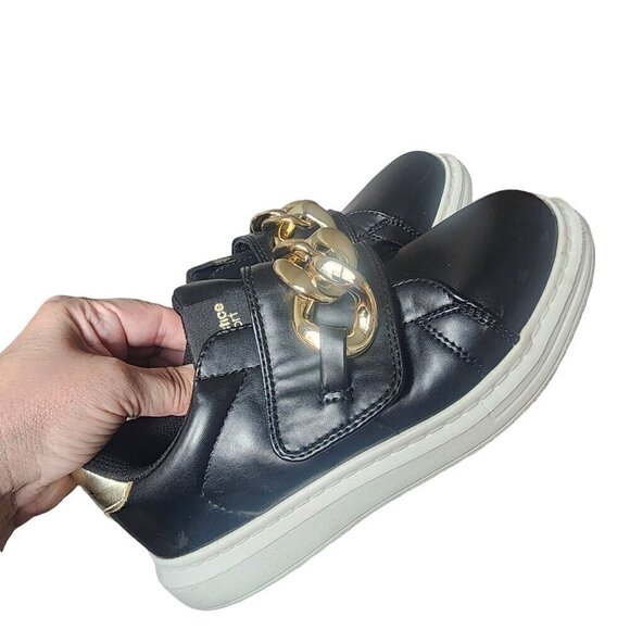 Justice Ivy Sneakers Black Gold Chain Big Kids Size 2 - Picture 8 of 11
